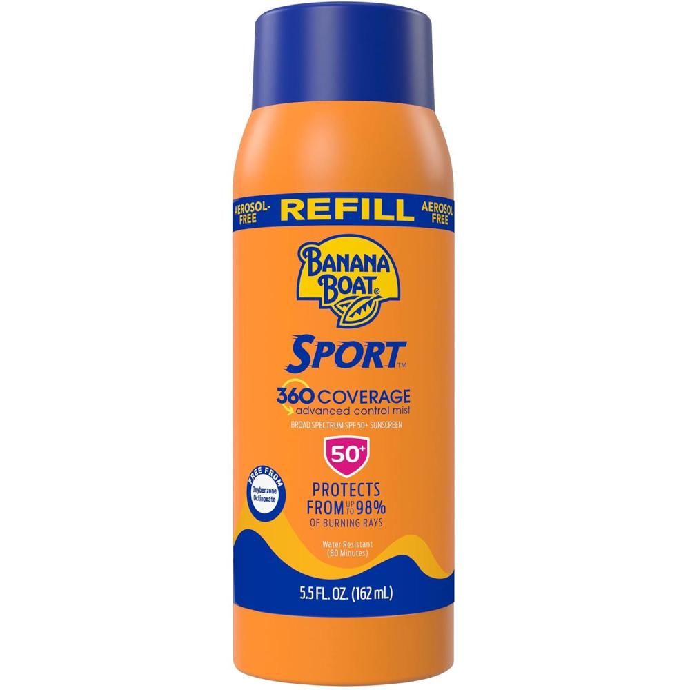 image:imageBanana Boat Sport 360 Coverage Spray Sunscreen Mist SPF 50 Refill NonAerosol Sunscreen Spray SPF 50 Sunblock Mist Oxybenzone Free 360 Coverage Refill 55Fl Oz55 Fl Oz Pack of 1