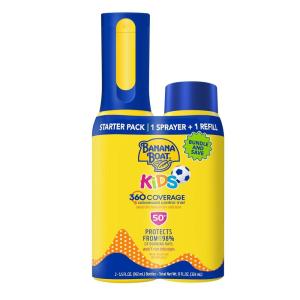 Banana Boat 360 Coverage Kids Sunscreen Mist SPF 50 Bundle | Non-Aerosol Kids Sunscreen Spray with Refill, Childrens Sunblock Spray SPF 50, 5.5Fl Oz ea Bundle Pack