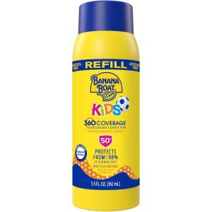 Banana Boat 360 Coverage Kids Sunscreen Mist SPF 50 Refill | Kids Spray Sunscreen, Non Aerosol SPF 50 Spray, Childrens Sunblock, 360 Coverage Refill, 5.5Fl Oz(5.5 Fl Oz (Pack of 1))