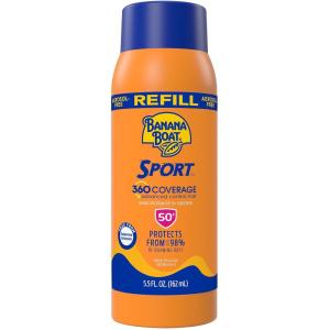 Banana Boat Sport 360 Coverage Spray Sunscreen Mist SPF 50 Refill | Non-Aerosol Sunscreen Spray, SPF 50 Sunblock Mist, Oxybenzone Free, 360 Coverage Refill, 5.5Fl Oz(5.5 Fl Oz (Pack of 1))