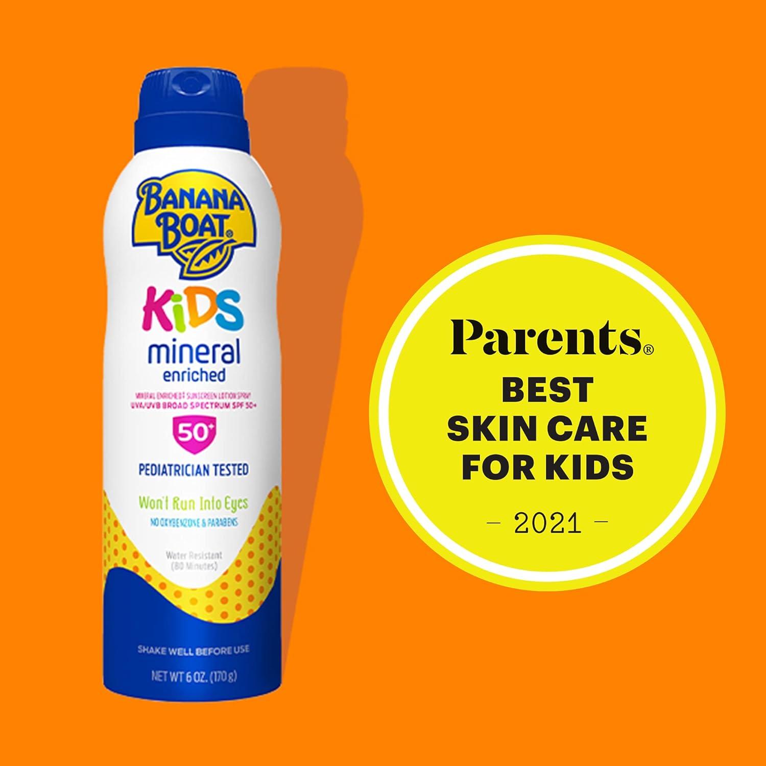 image:imageBanana Boat 100 Mineral Kids Sunscreen Lotion SPF 50 Twin Pack Banana Boat Mineral Sunscreen for Kids Childrens Sunblock SPF 50 Oxybenzone Free 6Fl Oz each Pack of 2SPF 50