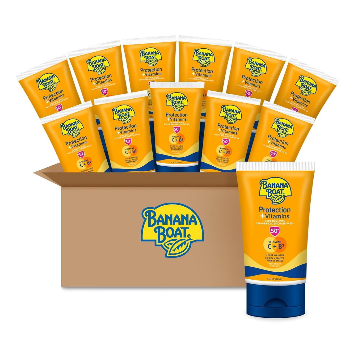 image:imageBanana Boat Protection Vitamins Sunscreen Lotion SPF 50 45 oz Nourishing Moisturizing Vitamin C Niacinamide Water Resistant Dermatologist TestedWhite