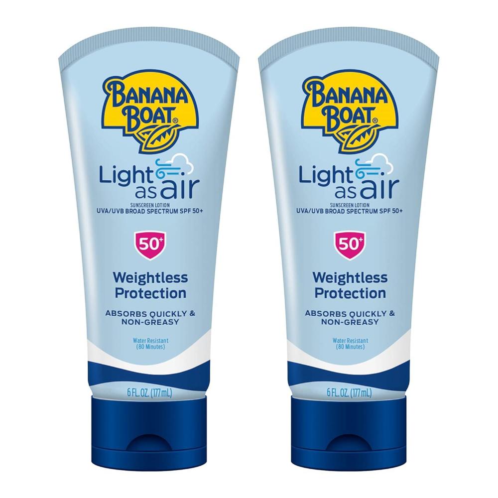 image:imageBanana Boat Light As Air Sunscreen Lotion SPF 50 Twin Pack  Lightweight amp NonGreasy Lotion Sunscreen SPF 50 Sunblock Oxybenzone Free 6oz each6 Fl Oz Pack of 12