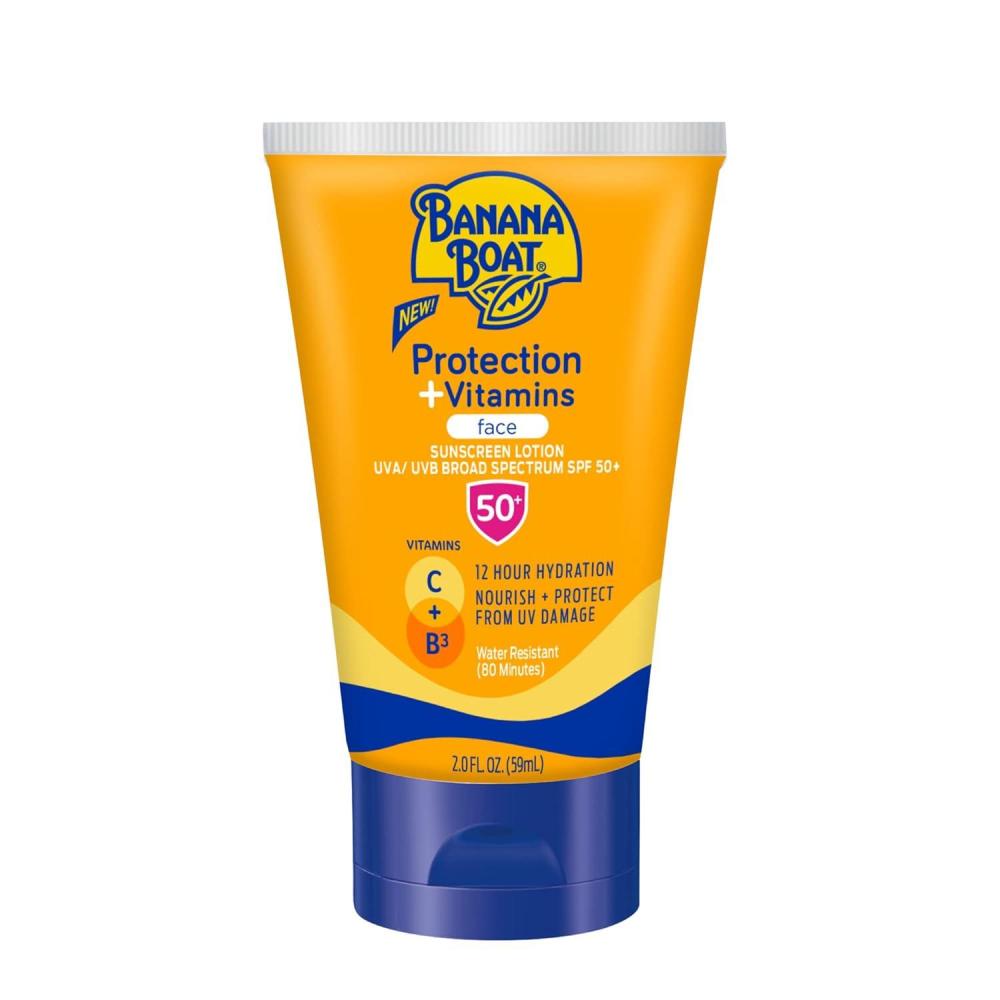 image:imageBanana Boat Protection  Vitamins Face Sunscreen Lotion SPF 50  Travel Size Sunscreen for Face Moisturizing with Vitamin C amp Vitamin B3 Niacinamide SPF 50 Sunblock Lotion Fragrance Free 2Fl Oz2 Fl Oz Pack of 1