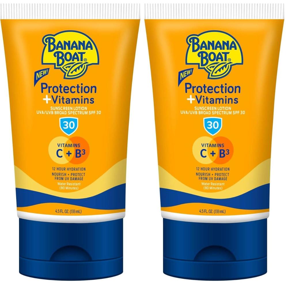 image:imageBanana Boat Protection Vitamins Sunscreen Lotion SPF 30 Moisturizing Lotion Sunscreen SPF 30 with Vitamin C amp Vitamin B3 Niacinamide 45oz45 Fl Oz Pack of 2
