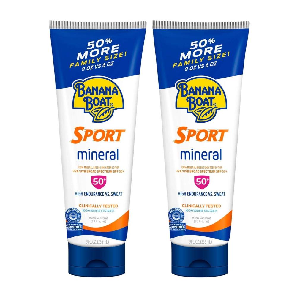 image:imageBanana Boat Sport 100 Mineral Reef Friendly Broad Spectrum Sunscreen Lotion SPF 50 9oz 2 Count Pack of 1