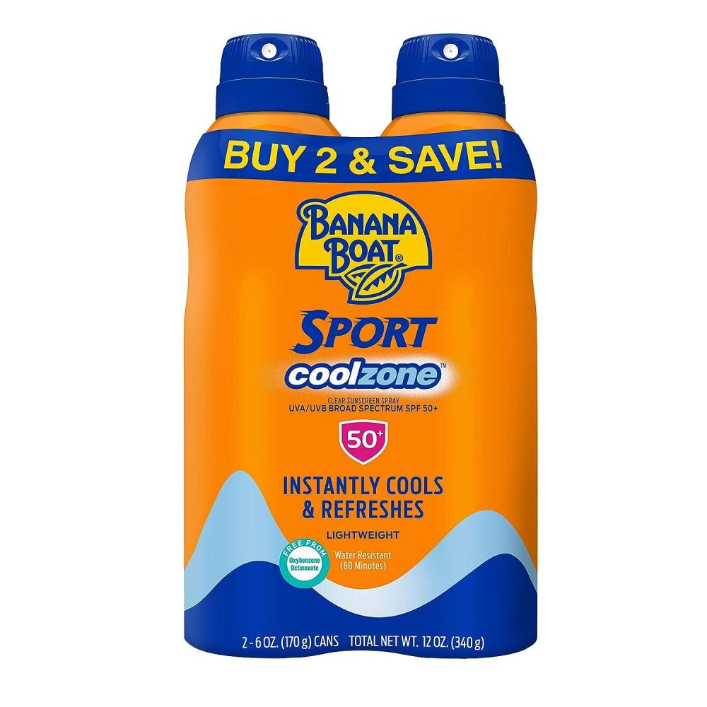 image:imageBanana Boat Sport Cool Zone SPF 50 Sunscreen Spray Twin Pack Spray Sunscreen SPF 50 Sunblock Oxybenzone Free 6oz eachCoolzone Spray Twin Pack