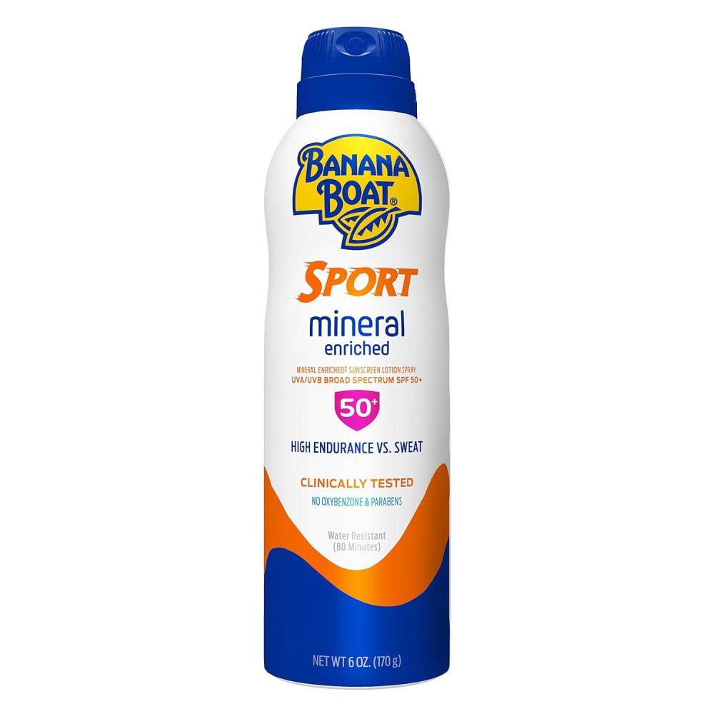 image:imageBanana Boat Sport Mineral Enriched Sunscreen Spray SPF 50 6oz  Banana Boat Mineral Sunscreen SPF 50 OxybenzoneFree Sport Sunblock Spray 6oz
