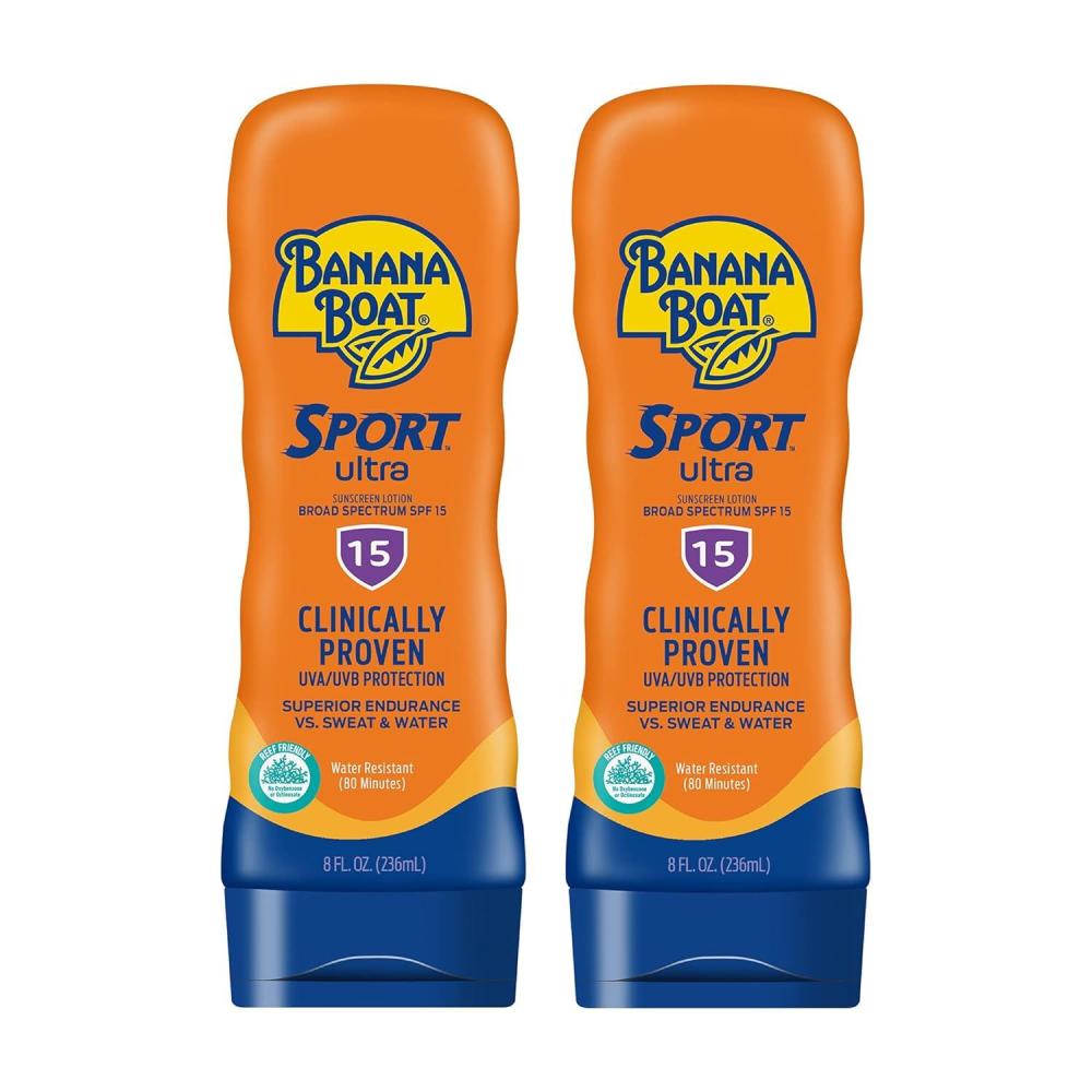 image:imageBanana Boat Sport SPF 15 Sunscreen Lotion Twin Pack Banana Boat Sunscreen SPF 15 Lotion Sunblock OxybenzoneFree Water Resistant 8oz eachLotion Twin Pack