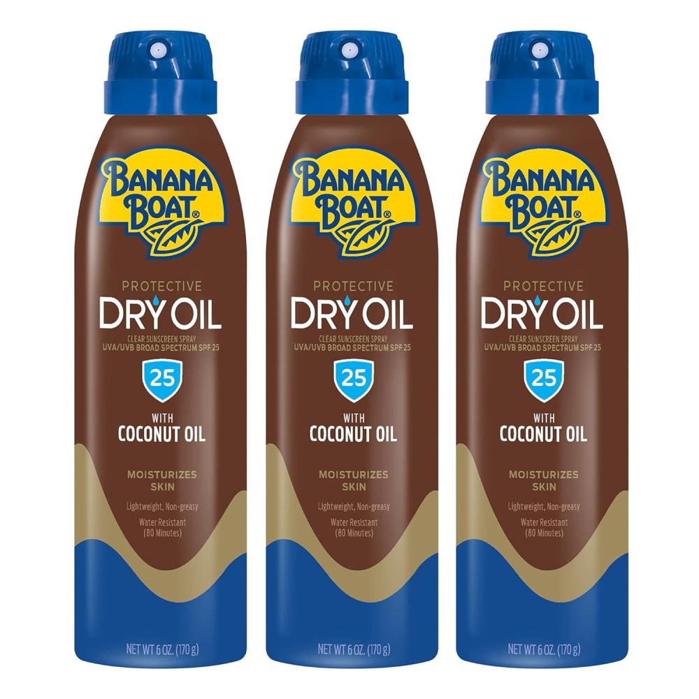 image:imageBanana Boat Sunscreen Oil SPF 25 6 oz Dry Oil Clear Spray Tanning NonGreasy Lightweight Water Resistant Oxybenzone Free Argan Oil Suitable for Adults Unisex Whole Body