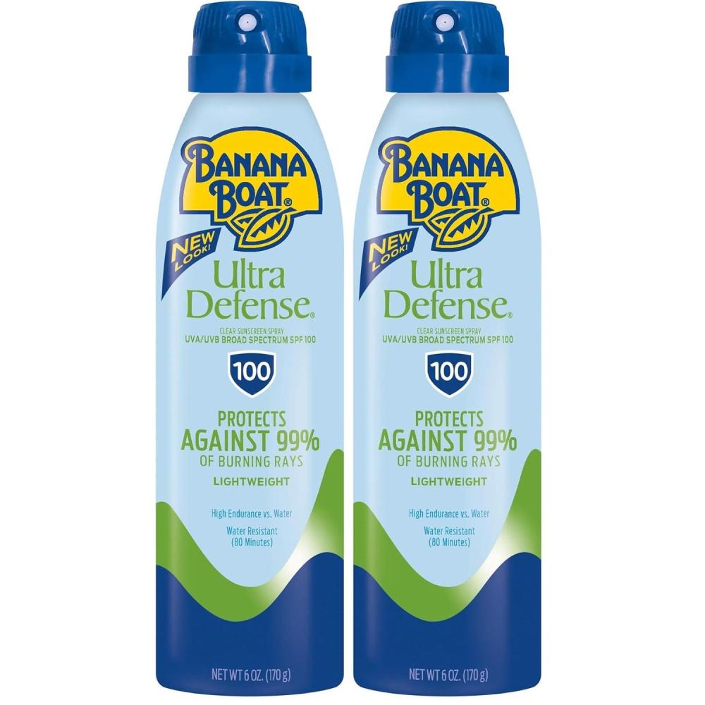 image:imageBanana Boat Ultra Defense Clear Sunscreen Spray SPF 100 6oz Lightweight Sunscreen Banana Boat SPF 100 Water Resistant 6oz6 Ounce Pack of 2