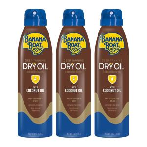 Banana Boat Dry Oil Tanning Spray Sunscreen SPF 4, 6oz | Dark Tanning Oil with SPF 4 Sunscreen, Oxybenzone-Free, 6oz