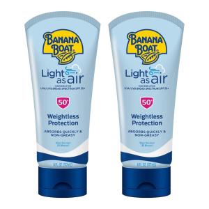 Banana Boat Light As Air Sunscreen Lotion SPF 50 Twin Pack | Lightweight & Non-Greasy Lotion Sunscreen SPF 50, Sunblock, Oxybenzone Free, 6oz each(6 Fl Oz (Pack of 12))
