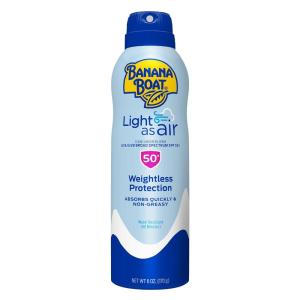 Banana Boat Light As Air Sunscreen Spray SPF 50, 9.5oz, Lightweight Sunscreen, Spray On Sunscreen, Body Sunscreen Spray, Non-Greasy Sunscreen, Oxybenzone Free Sunscreen, Family Size Sunscreen, 9.5oz(6 Ounce (Pack of 1))