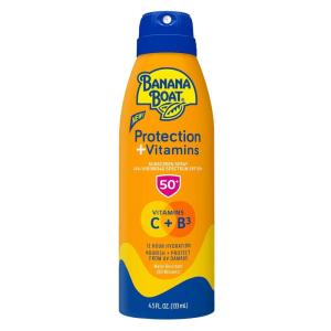 Banana Boat Protection + Vitamins Sunscreen Spray SPF 50 | Moisturizing Spray Sunscreen SPF 50 with Vitamin C & Vitamin B3 Niacinamide, 4.5oz(4.5 Fl Oz (Pack of 1))