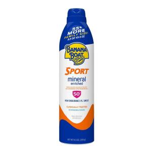 Banana Boat Sport 100% Mineral Sunscreen Spray SPF 50, 9.5oz | Banana Boat Mineral Sunscreen, Oxybenzone Free Sunscreen, Sport Sunscreen, Spray On Sunscreen, Water Resistant Sunscreen SPF 50, 9.5oz(SPF 50)