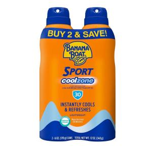 Banana Boat Sport Cool Zone SPF 50 Sunscreen Spray Twin Pack | Spray Sunscreen SPF 50, Sunblock, Oxybenzone Free, 6oz each(6 Ounce (Twin Pack))
