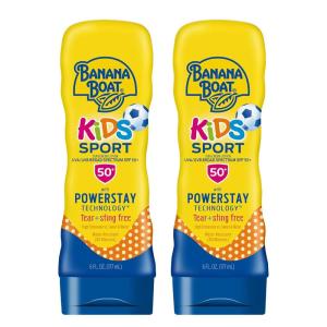 Banana Boat Sport Kids Sunscreen Lotion SPF 50, Twin Pack | Tear Free Sunscreen for Kids SPF 50, Childrens Sunblock Lotion, Oxybenzone-Free, 6oz each (Pack of 2)(1 Fl Oz (Pack of 12))