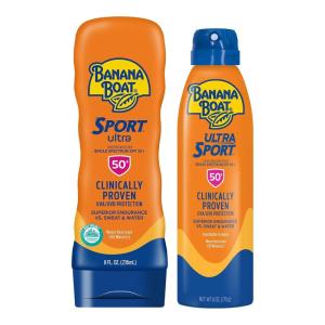 Banana Boat Sport Ultra Lotion and Spray Sunscreen SPF 50 Twin Pack | Includes 8oz Sunscreen Lotion and 6oz Spray, Broad Spectrum Sunblock, Banana Boat SPF 50 Twin Pack(1 Count (Pack of 1))