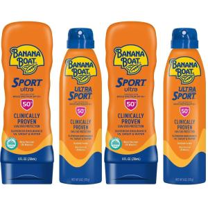 Banana Boat Sport Ultra Lotion and Spray Sunscreen SPF 50 Twin Pack | Includes 8oz Sunscreen Lotion and 6oz Spray, Broad Spectrum Sunblock, Banana Boat SPF 50 Twin Pack(1 Count (Pack of 2))