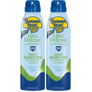 Banana Boat Ultra Defense Clear Sunscreen Spray SPF 100, 6oz | Lightweight Sunscreen, Banana Boat SPF 100, Water Resistant, 6oz(6 Ounce (Pack of 2))