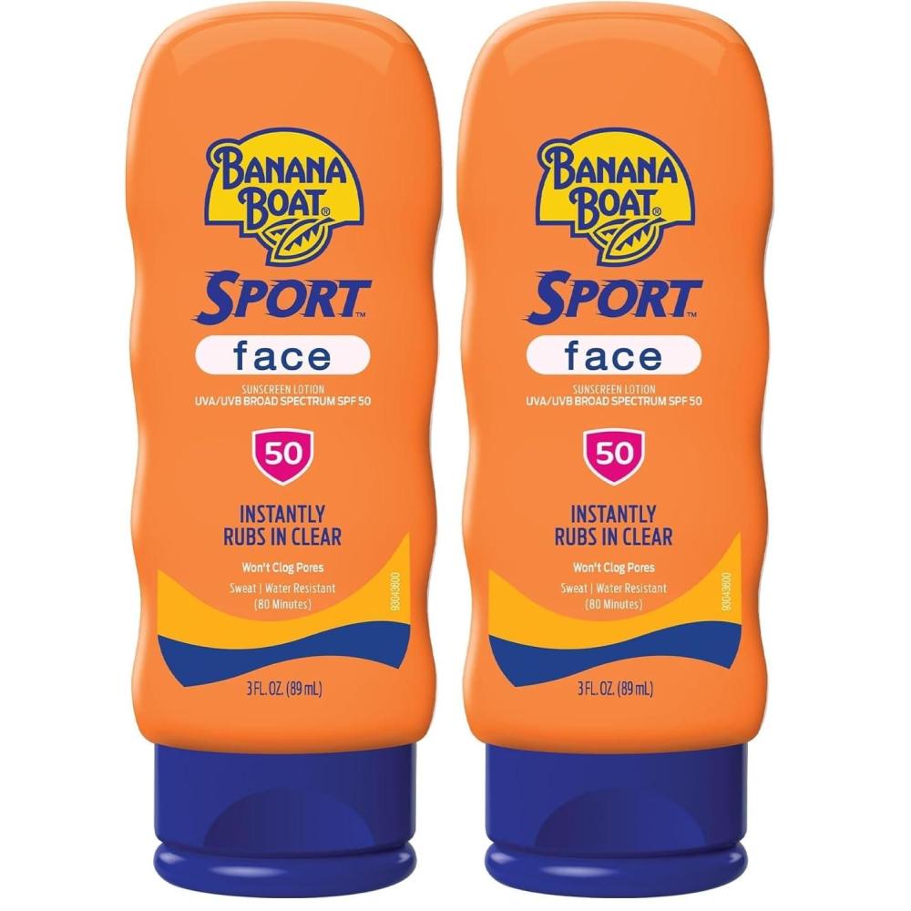 image:imageBanana Boat Sport Sunscreen for Face SPF 50 3Fl Oz Banana Boat Sunscreen SPF 50 Travel Size Sunblock Mini Sunscreen for Dry Skin Face 3Fl Oz3 Fl Oz Pack of 2