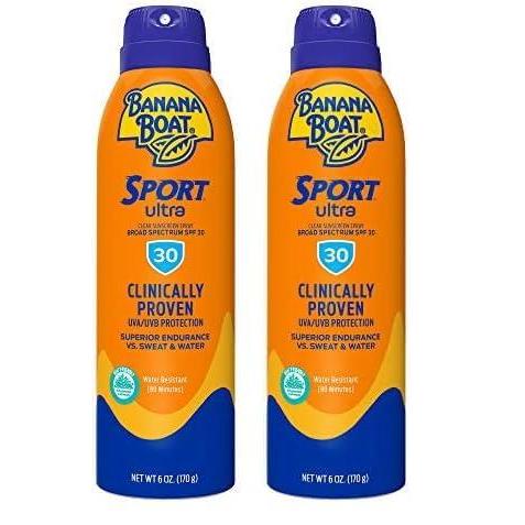 image:imageBanana Boat Sport Ultra SPF 30 Sunscreen Spray 6oz  Banana Boat Sunscreen SPF 30 Water Resistant Oxybenzone Free Clear Sunblock Spray 6oz6 Ounce Pack of 2