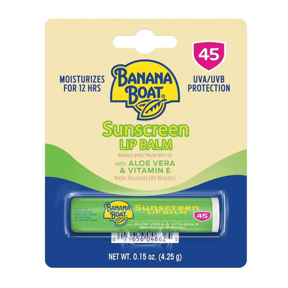 image:imageBanana Boat SPF Lip Balm with Aloe Vera amp Vitamin E 015oz  Beach Essentials Moisturizing Lip Sunscreen SPF 45 Travel Sunscreen for Lips 015oz015 Ounce Pack of 10