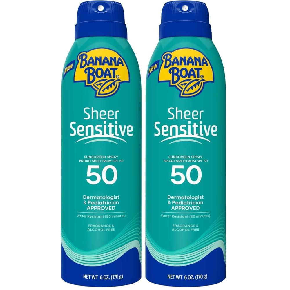 image:imageBanana Boat Sheer Sensitive Body Spray SPF 50 6oz6 Ounce Pack of 2