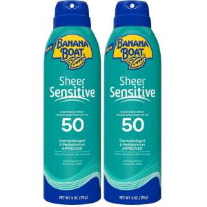 Banana Boat Sheer Sensitive Body Spray, SPF 50, 6oz(6 Ounce (Pack of 2))