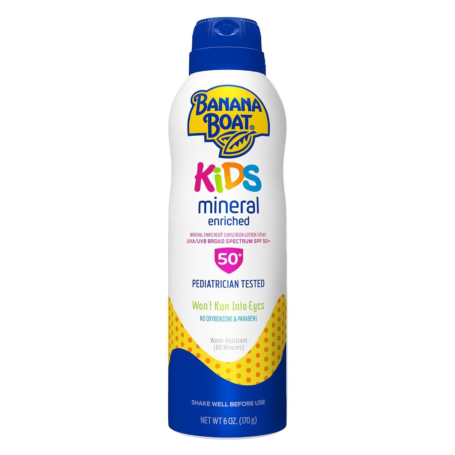 image:imageBanana Boat Baby Mineral Enriched Spray Sunscreen SPF 50 6oz Banana Boat Baby Sunscreen Spray SPF 50 Sunblock for Babies Oxybenzone Free 6ozWhite