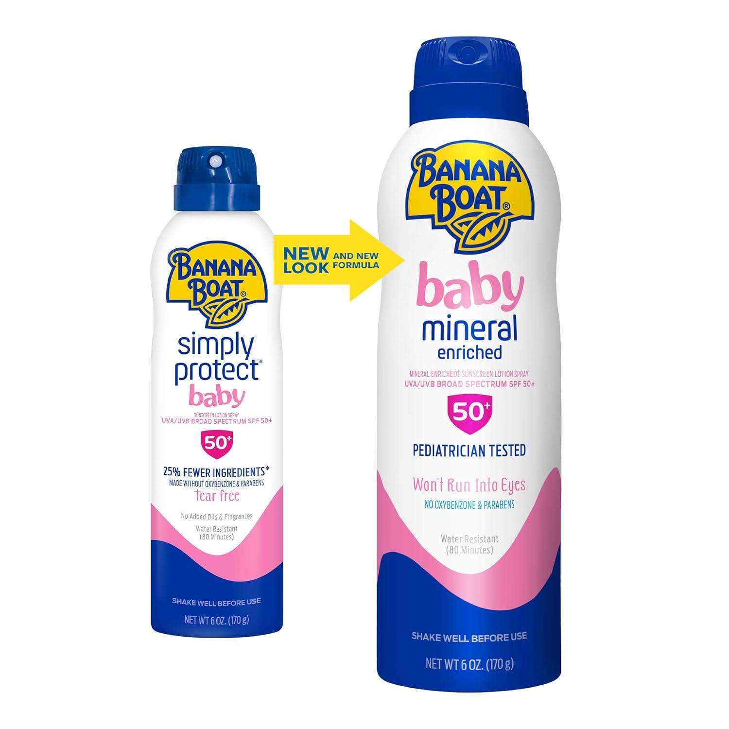 image:imageBanana Boat Baby Mineral Enriched Spray Sunscreen SPF 50 6oz Banana Boat Baby Sunscreen Spray SPF 50 Sunblock for Babies Oxybenzone Free 6ozWhite